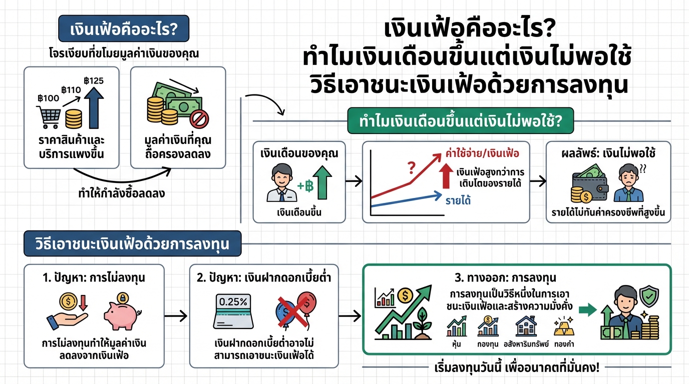 เงินเฟ้อคืออะไร? ทำไมเงินเดือนขึ้นแต่เงินไม่พอใช้? ลงทุนชนะเงินเฟ้อ