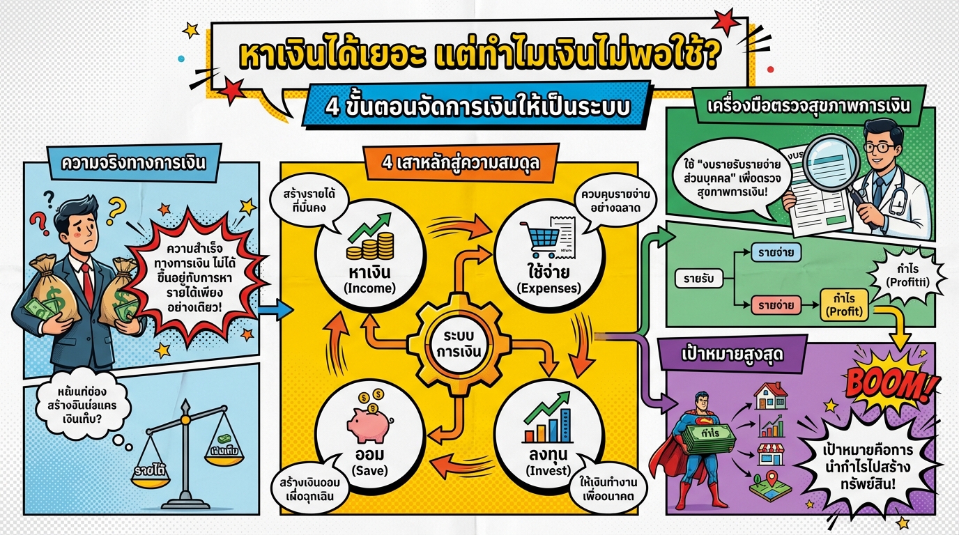หาเงินได้เยอะ แต่เงินไม่พอใช้? 4 ขั้นตอนจัดการเงินให้เป็นระบบ