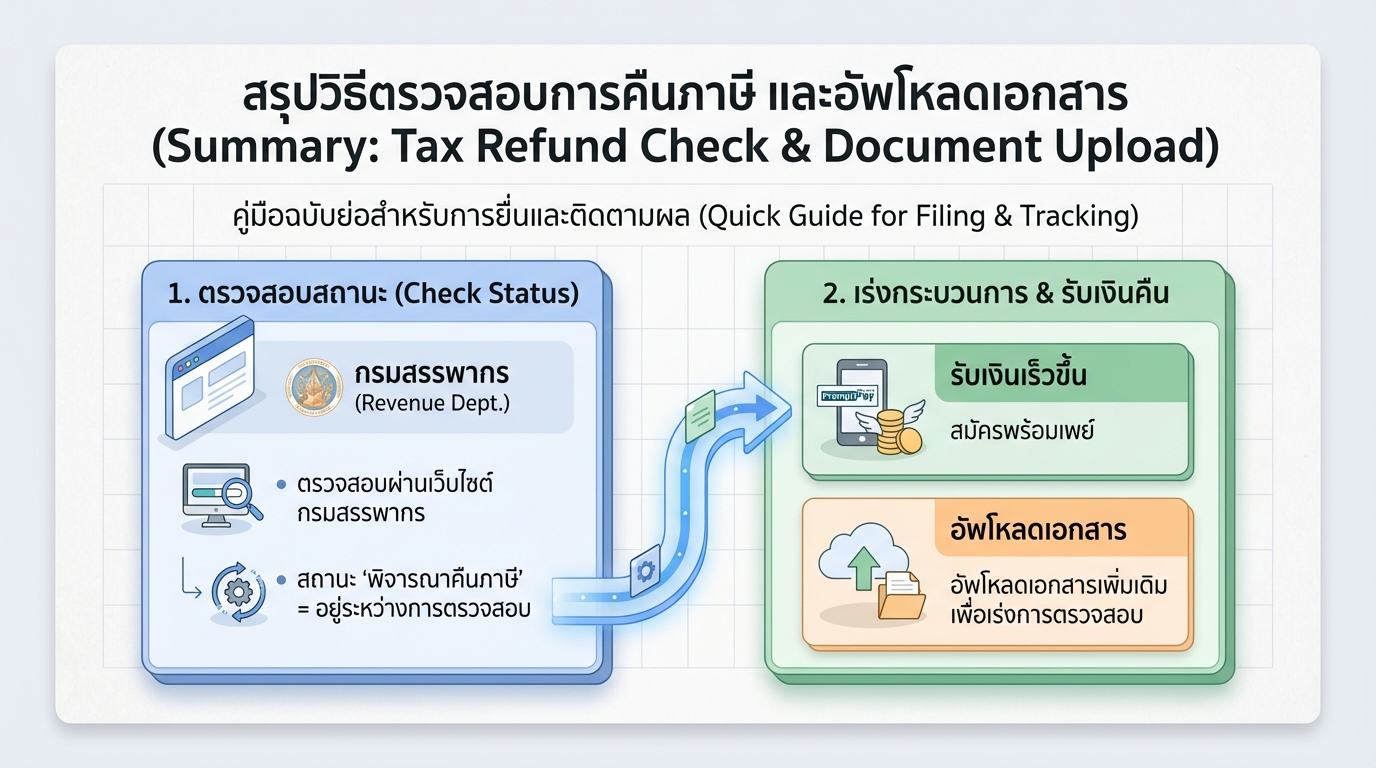 วิธีตรวจสอบการคืนภาษี และอัพโหลดเอกสารในการขอคืนภาษี