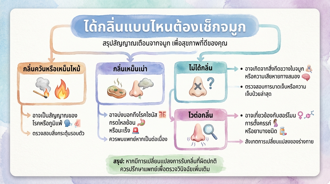 ได้กลิ่นแบบไหนต้องเช็กจมูก: สัญญาณเตือนสุขภาพที่คุณต้องรู้