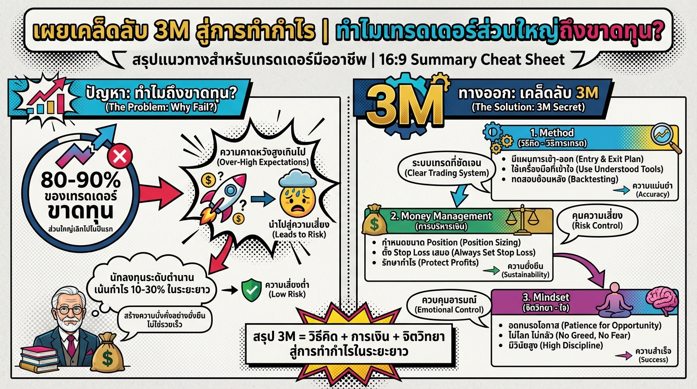 เผยเคล็ดลับ 3M สู่การทำกำไร | ทำไมเทรดเดอร์ส่วนใหญ่ถึงขาดทุน?