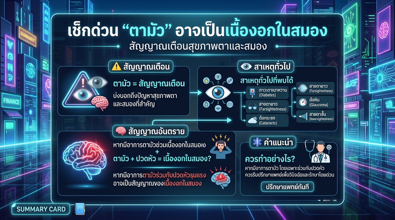 เช็กด่วน “ตามัว” อาจเป็นเนื้องอกในสมอง: สัญญาณเตือนที่คุณควรรู้