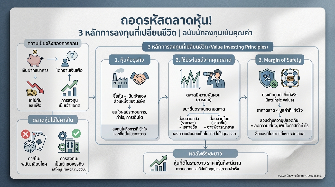 ถอดรหัสตลาดหุ้น! 3 หลักการลงทุนเปลี่ยนชีวิต | นักลงทุนเน้นคุณค่า