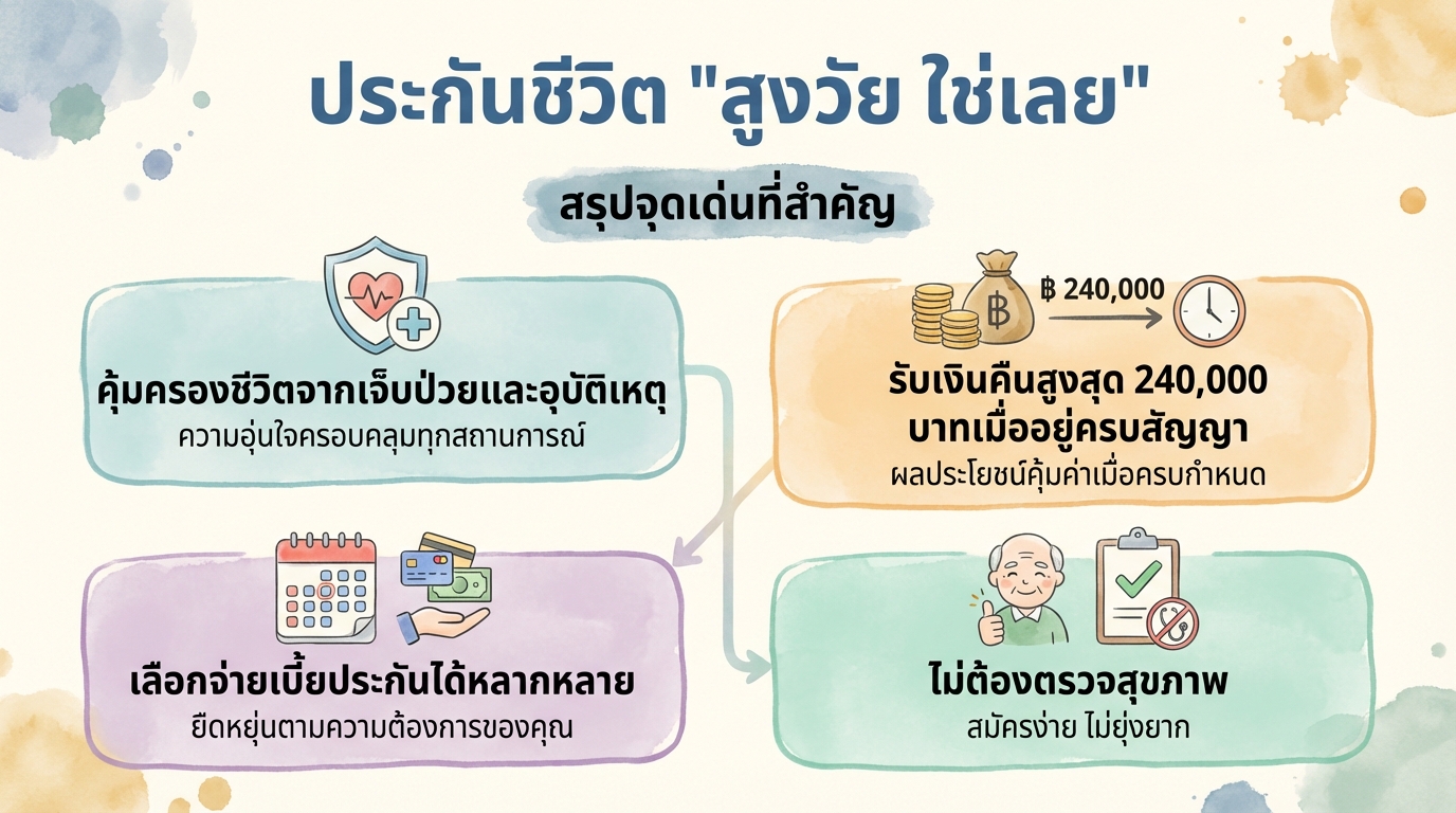 ประกันชีวิต “สูงวัย ใช่เลย” คุ้มครองผู้สูงวัย ครบวงจร