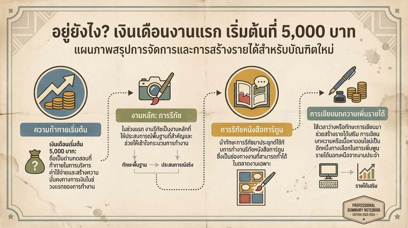 อยู่ยังไง? เงินเดือนงานแรก 5,000 บาท พร้อมเคล็ดลับมนุษย์เงินเดือน