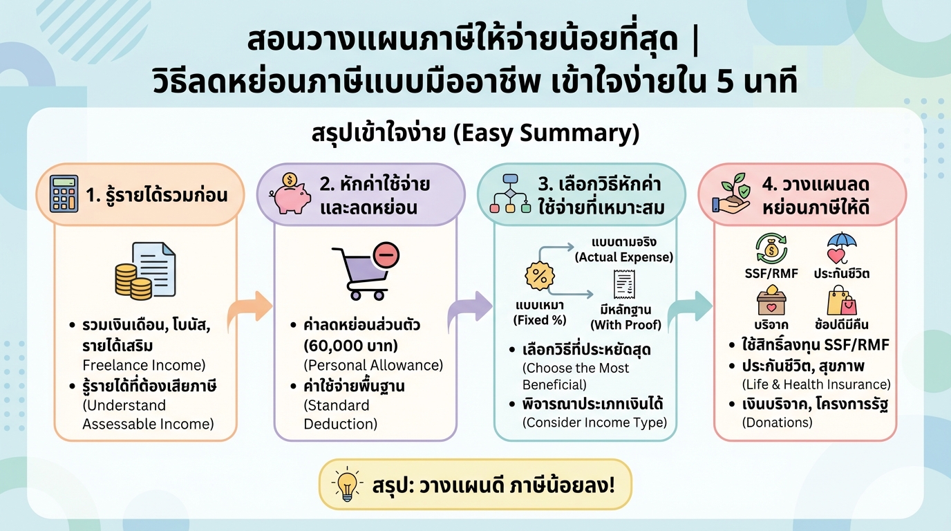 สอนวางแผนภาษีให้จ่ายน้อยที่สุด | ลดหย่อนภาษี เข้าใจง่ายใน 5 นาที