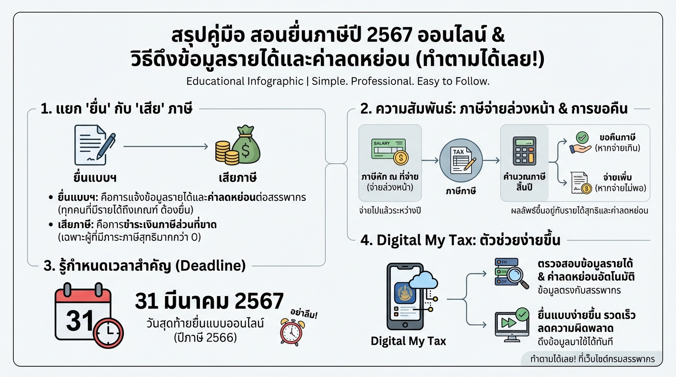 สอนยื่นภาษีปี 2567 ออนไลน์: คู่มือฉบับสมบูรณ์ พร้อมวิธีดึงข้อมูล