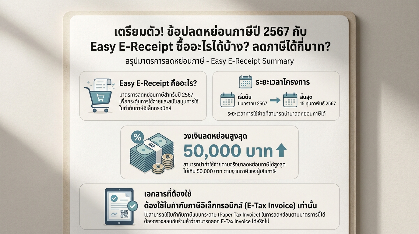 เตรียมตัว! ช้อปลดหย่อนภาษีปี 2567 กับ Easy E-Receipt