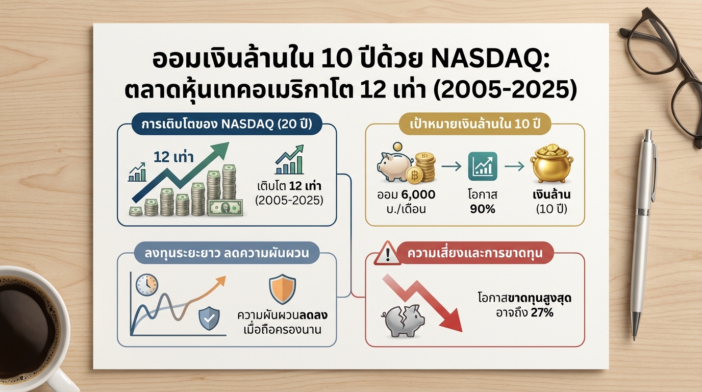 ออมเงินล้านใน 10 ปีด้วย NASDAQ: ตลาดหุ้นเทคอเมริกา