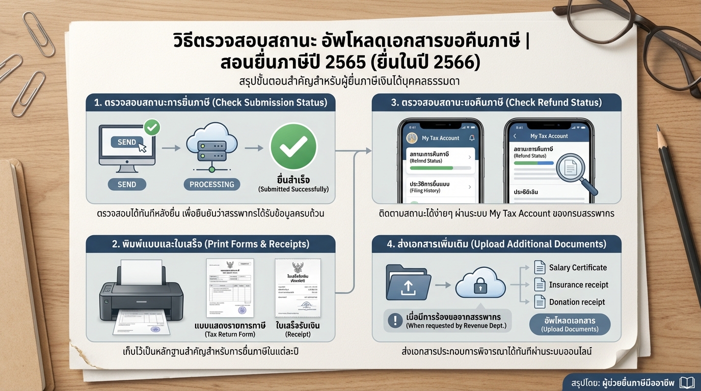 วิธีตรวจสอบสถานะ อัพโหลดเอกสารขอคืนภาษี ปี 2565 (ยื่นปี 2566)
