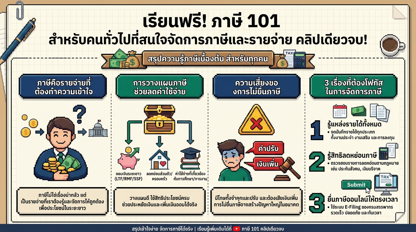 เรียนฟรี! ภาษี 101 สำหรับคนทั่วไป: จัดการภาษีและรายจ่าย (คลิปเดียวจบ!)