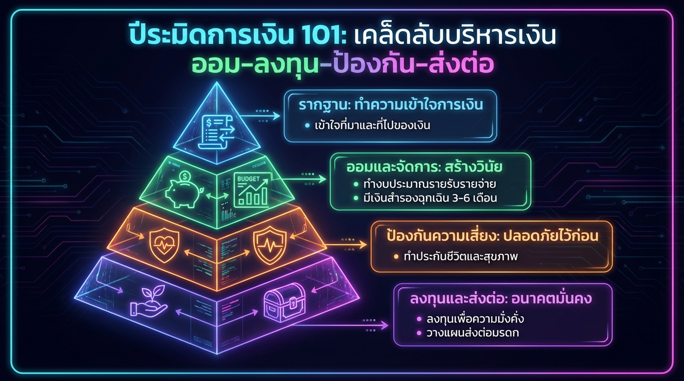 ปีระมิดการเงิน 101: เคล็ดลับบริหารเงิน ออม ลงทุน ป้องกัน ส่งต่อ