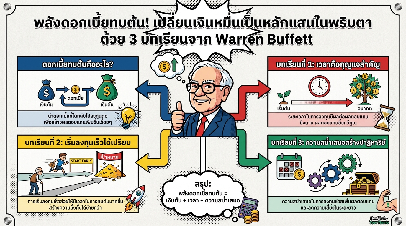 พลังดอกเบี้ยทบต้น! เปลี่ยนเงินหมื่นเป็นหลักแสน ด้วยบทเรียนจาก Warren Buffett