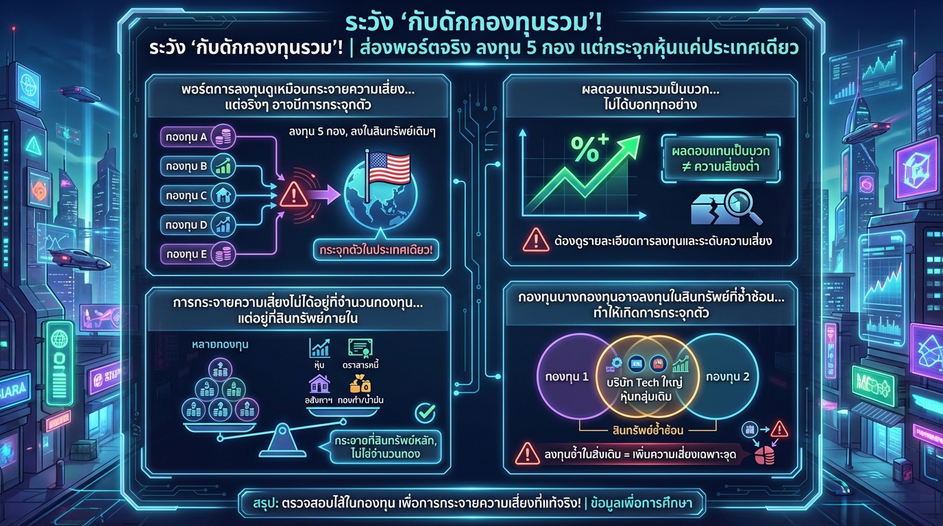 ระวัง “กับดักกองทุนรวม”! ส่องพอร์ตจริง ลงทุน 5 กอง แต่กระจุกหุ้นสหรัฐฯ