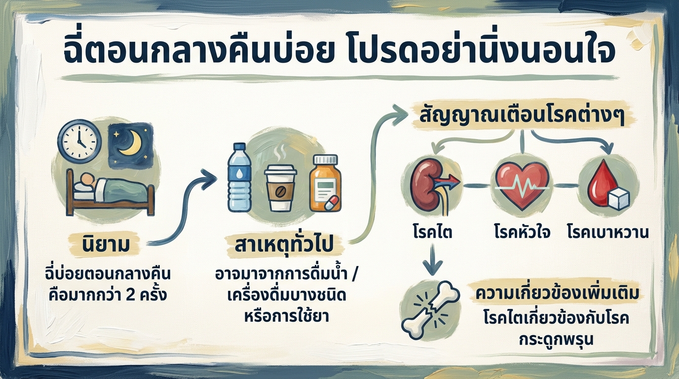 ฉี่ตอนกลางคืนบ่อย: สาเหตุ, โรคที่เกี่ยวข้อง และผลกระทบ
