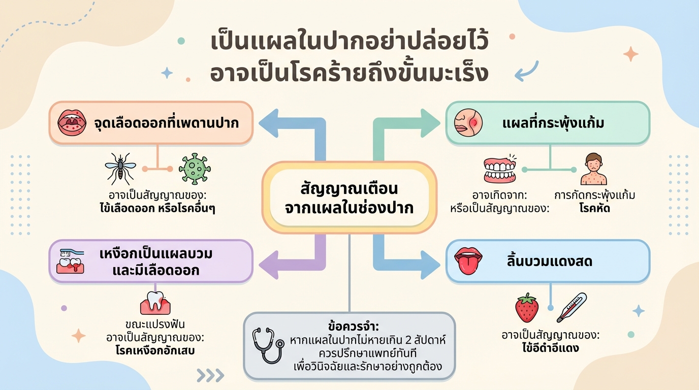 เป็นแผลในปากอย่าปล่อยไว้! สัญญาณเตือนโรคร้ายถึงมะเร็ง