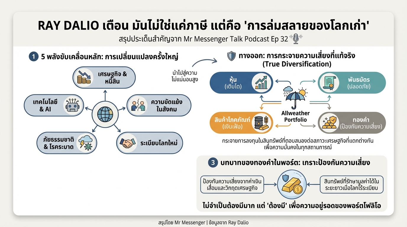 Ray Dalio เตือน: โลกกำลังเปลี่ยน! วิเคราะห์ Mr Messenger Talk Podcast Ep 32
