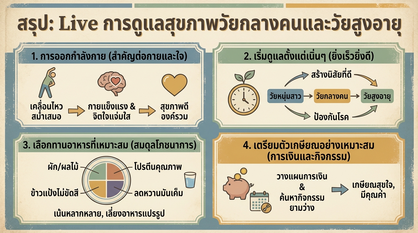 Live การดูแลสุขภาพวัยกลางคนและวัยสูงอายุ: คู่มือฉบับสมบูรณ์