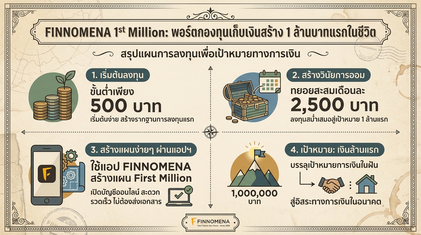 FINNOMENA 1st Million: พอร์ตกองทุนสร้าง 1 ล้านแรก ฉบับนักลงทุนมือใหม่