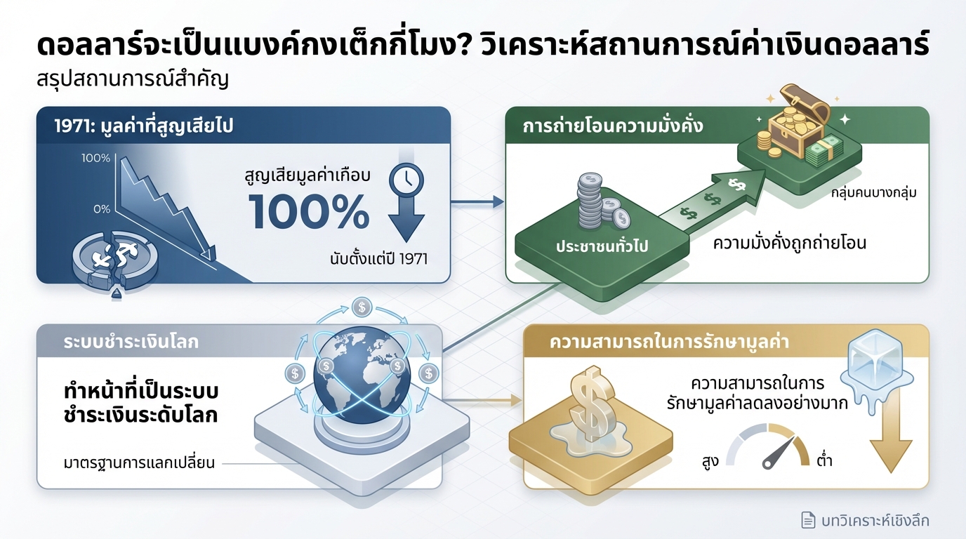 ดอลลาร์จะเป็นแบงค์กงเต็กกี่โมง? วิเคราะห์เจาะลึกค่าเงินดอลลาร์