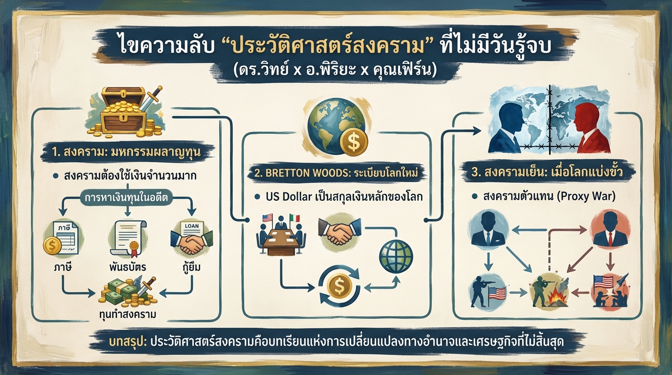 ไขความลับ “ประวัติศาสตร์สงคราม” ที่ไม่มีวันรู้จบ (ดร.วิทย์ x อ.พิริยะ x คุณเฟิร์น)