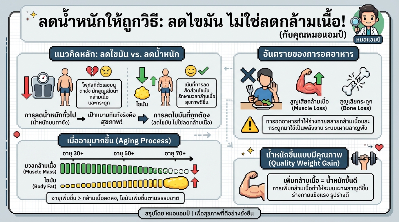 ลดน้ำหนักให้ถูกวิธี: ลดไขมัน ไม่ใช่ลดกล้ามเนื้อ! กับคุณหมอแอมป์