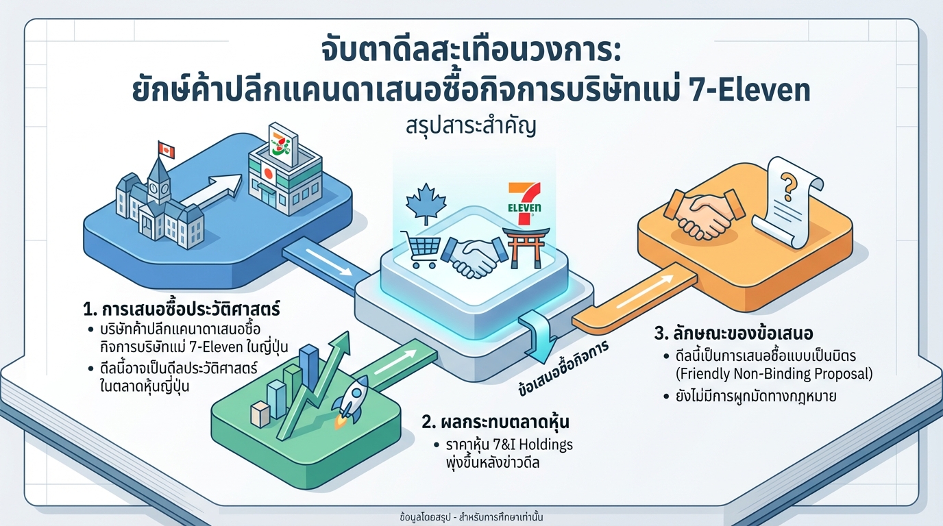 จับตาดีลสะเทือนวงการ: ยักษ์ค้าปลีกแคนาดาเสนอซื้อ 7-Eleven | Finnomena