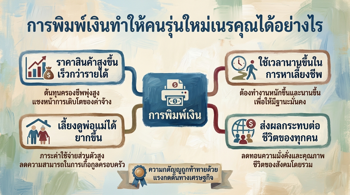 การพิมพ์เงิน: ทำไมคนรุ่นใหม่เลี้ยงชีพยากขึ้น? #ยีราฟพารวย