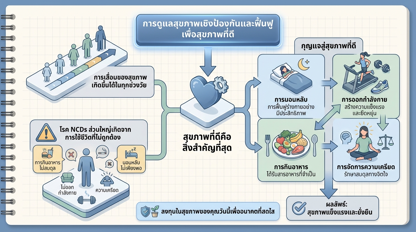 การดูแลสุขภาพเชิงป้องกันและฟื้นฟู เพื่อสุขภาพที่ดี: แนวทางสู่ชีวิตที่มีคุณภาพ