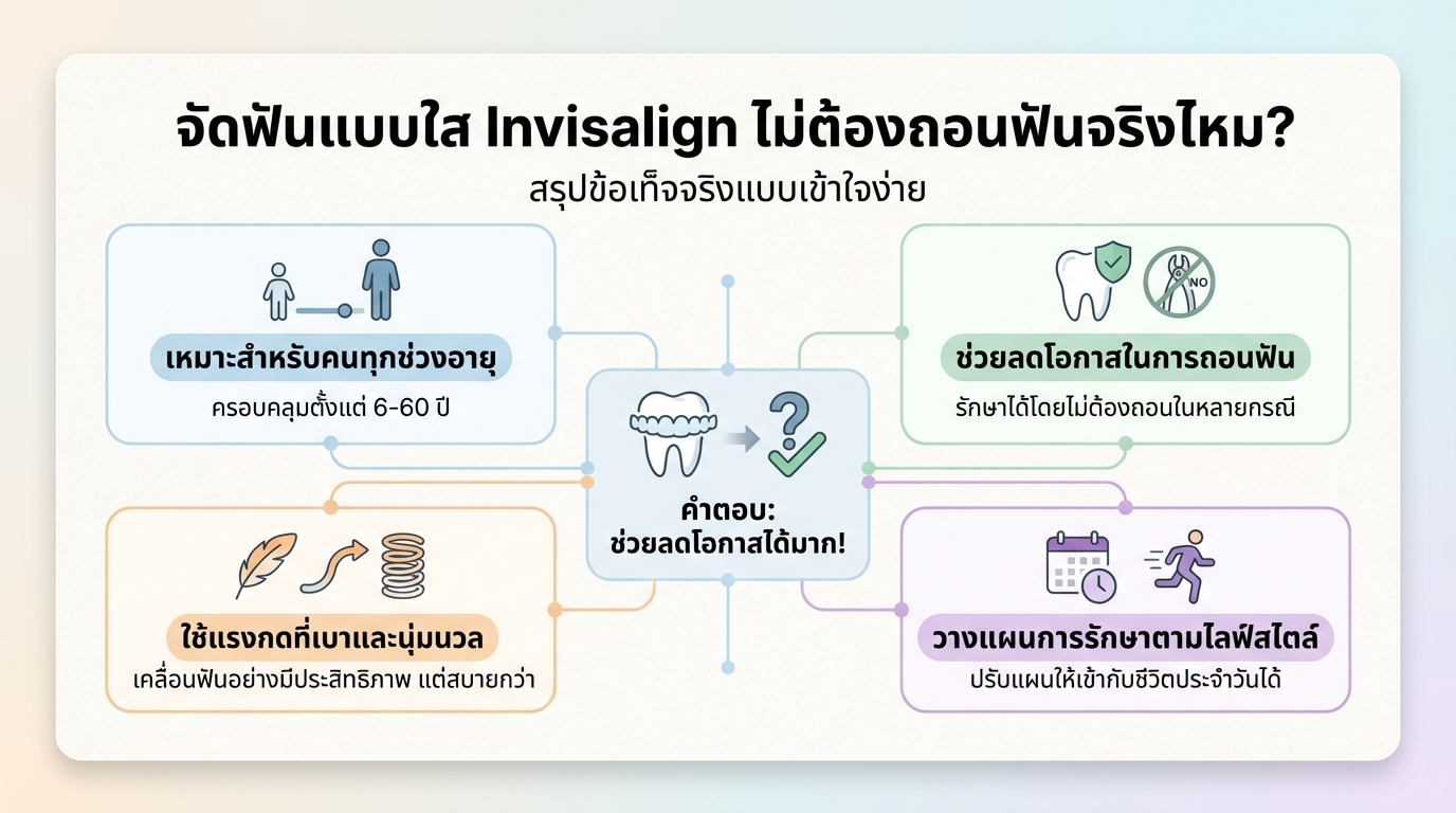จัดฟันแบบใส Invisalign ไม่ต้องถอนฟันจริงไหม!? | Wellness Guide