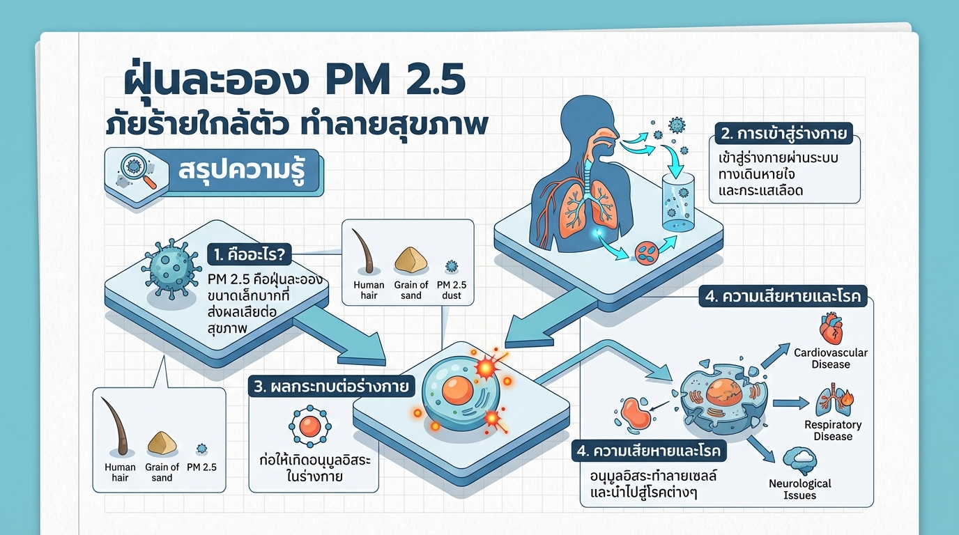 ฝุ่น PM 2.5 ภัยร้ายใกล้ตัว ทำลายสุขภาพ: รู้ทัน ป้องกัน และดูแลตัวเอง