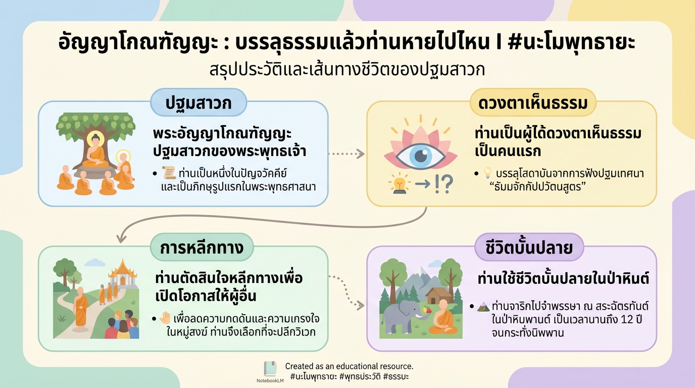 อัญญาโกณฑัญญะ : บรรลุธรรมแล้วท่านหายไปไหน I #นะโมพุทธายะ