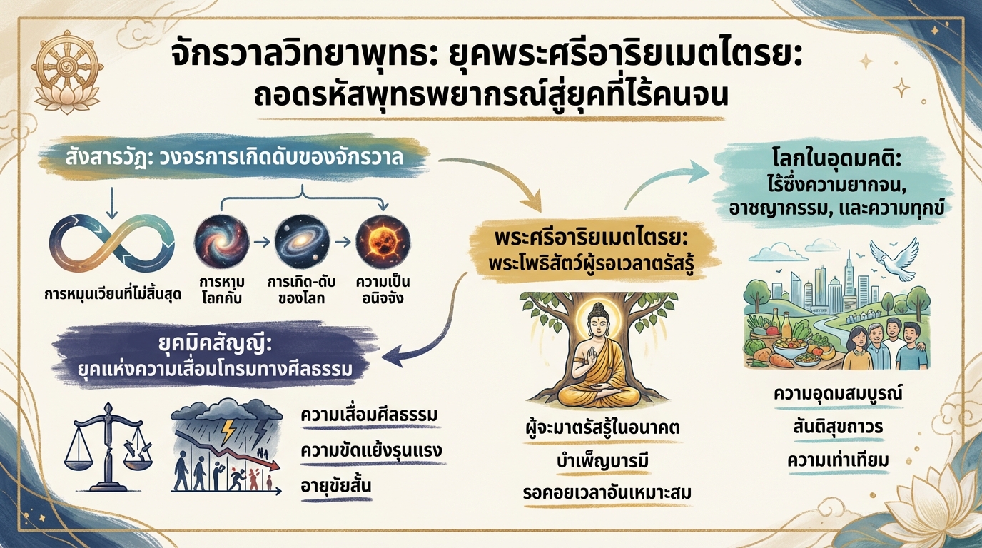 จักรวาลวิทยาพุทธ: ยุคพระศรีอาริยเมตไตรย: โลกที่ไร้คนจน I #นะโมพุทธายะ