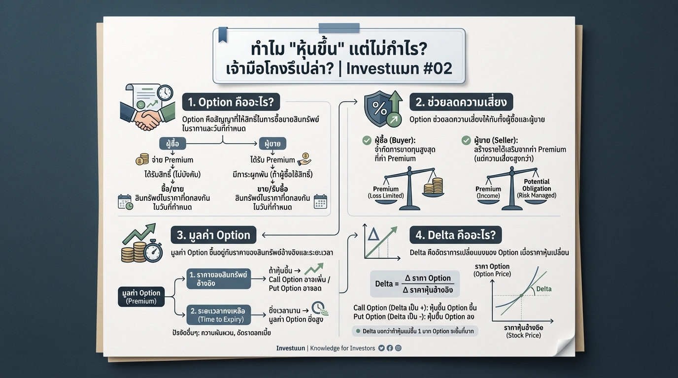 ทำไม “หุ้นขึ้น” แต่ไม่กำไร? ไขข้อสงสัย Option | Investแมท #02