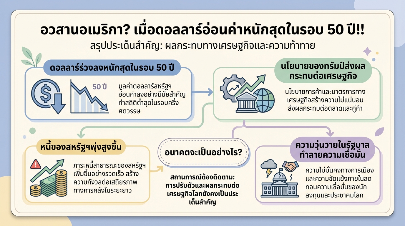 อวสานอเมริกา? ดอลลาร์อ่อนค่าหนักสุดในรอบ 50 ปี!