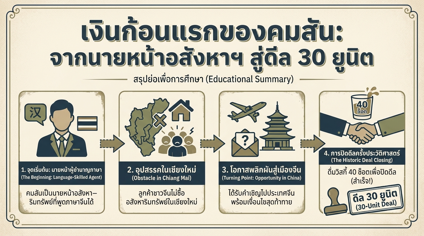 เงินก้อนแรกของคมสัน: จากนายหน้าอสังหาฯ สู่ดีล 30 ยูนิต