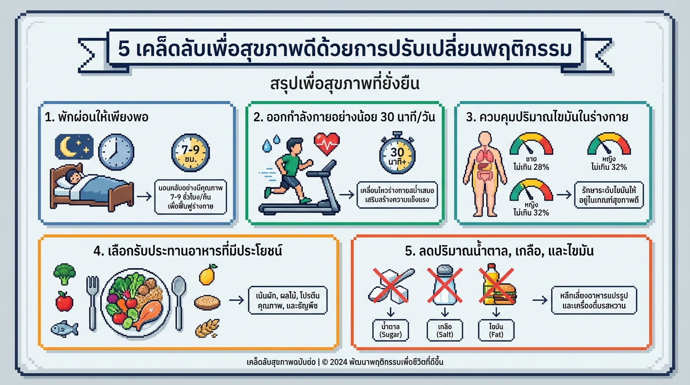 5 เคล็ดลับเพื่อสุขภาพดี: ปรับเปลี่ยนพฤติกรรมเพื่อชีวิตที่ดีขึ้น