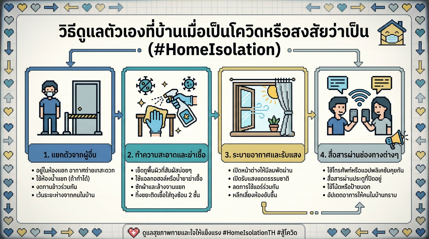 เป็นโควิดหรือสงสัยว่าเป็น? วิธีดูแลตัวเองที่บ้าน (Home Isolation)