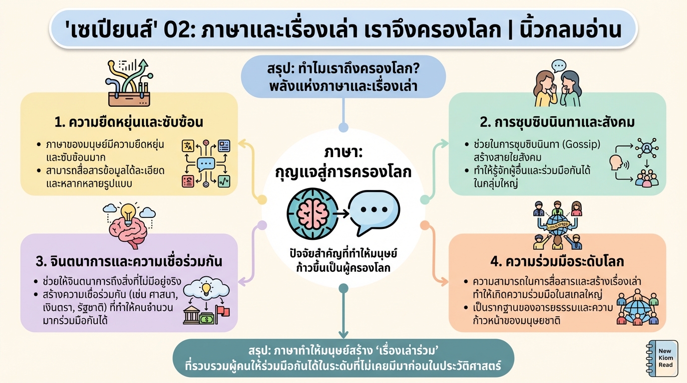 เซเปียนส์’ 02: ภาษาและเรื่องเล่า เราจึงครองโลก | นิ้วกลมอ่าน