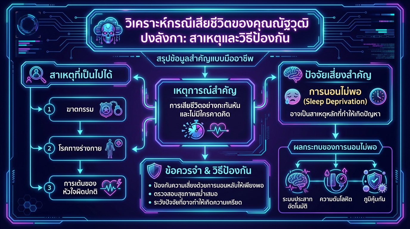 วิเคราะห์กรณีเสียชีวิต คุณณัฐวุฒิ ปงลังกา: สาเหตุและวิธีป้องกัน