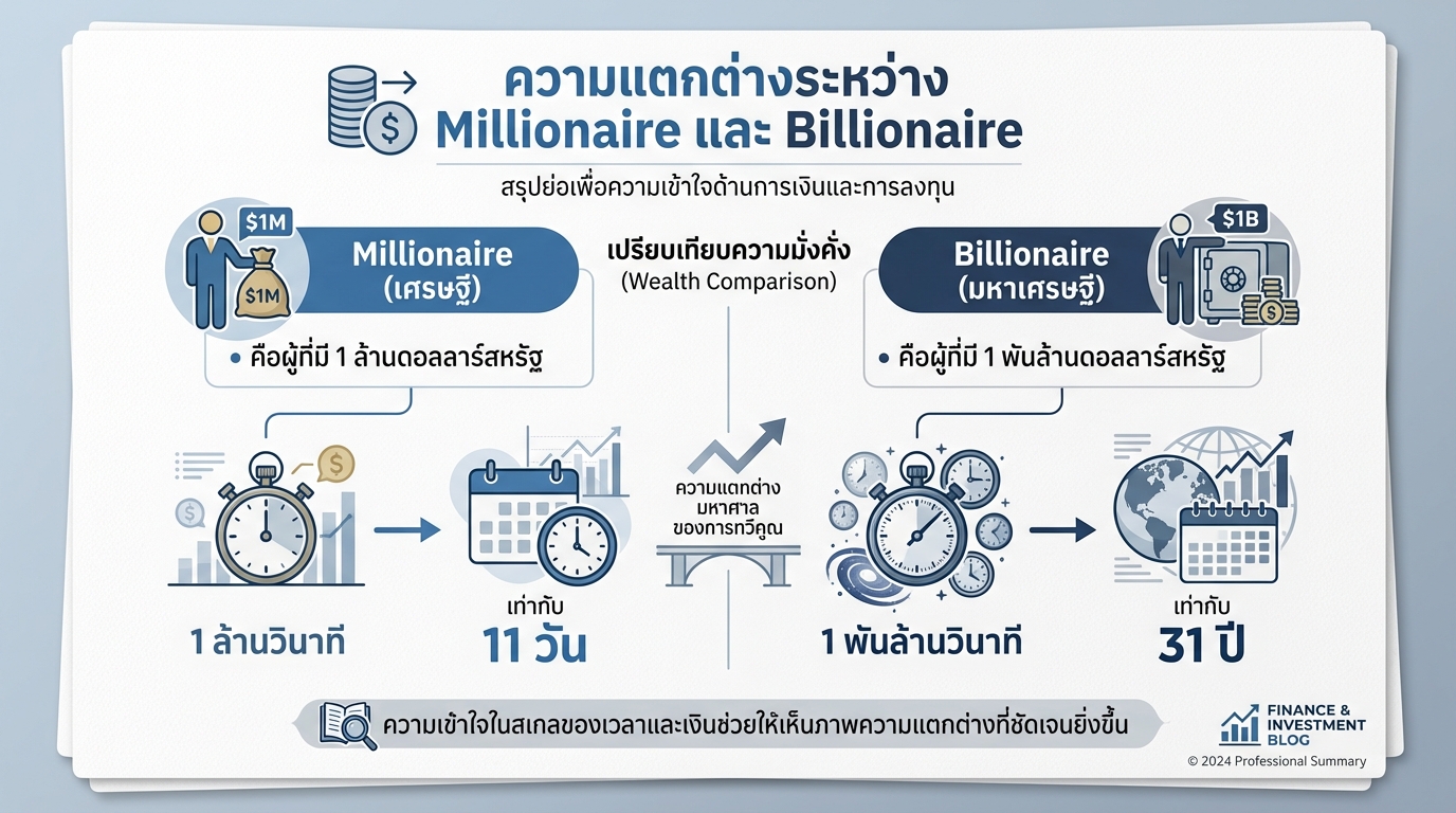 ความแตกต่างระหว่าง Millionaire และ Billionaire: เรื่องเงินล้าน vs เงินพันล้าน