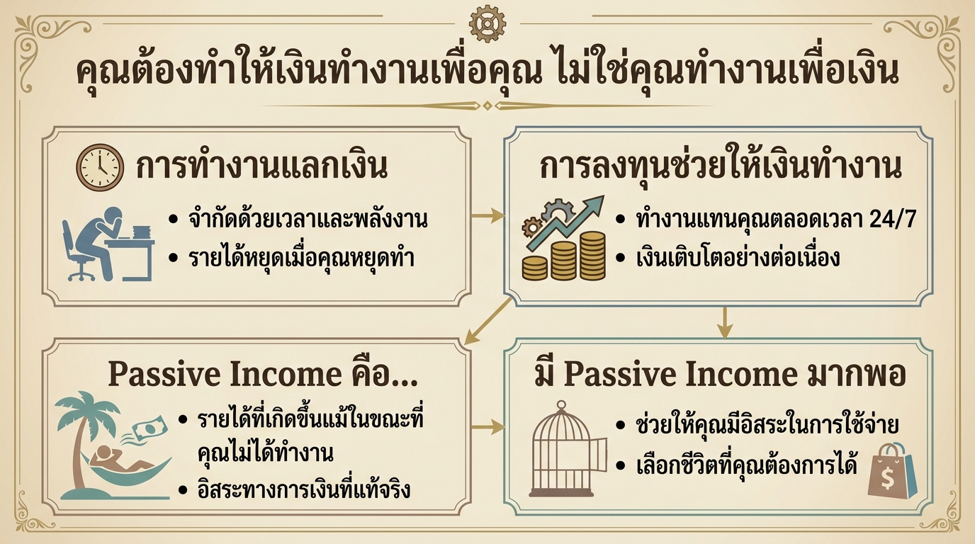 คุณต้องทำให้เงินทำงานเพื่อคุณ ไม่ใช่คุณทำงานเพื่อเงิน