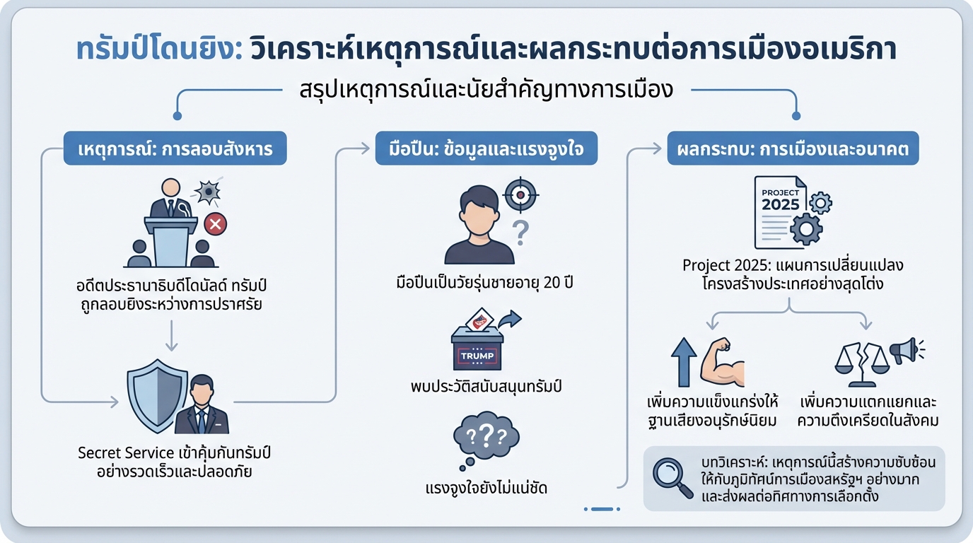 ทรัมป์โดนยิง: วิเคราะห์เหตุการณ์และผลกระทบต่อการเมืองอเมริกา