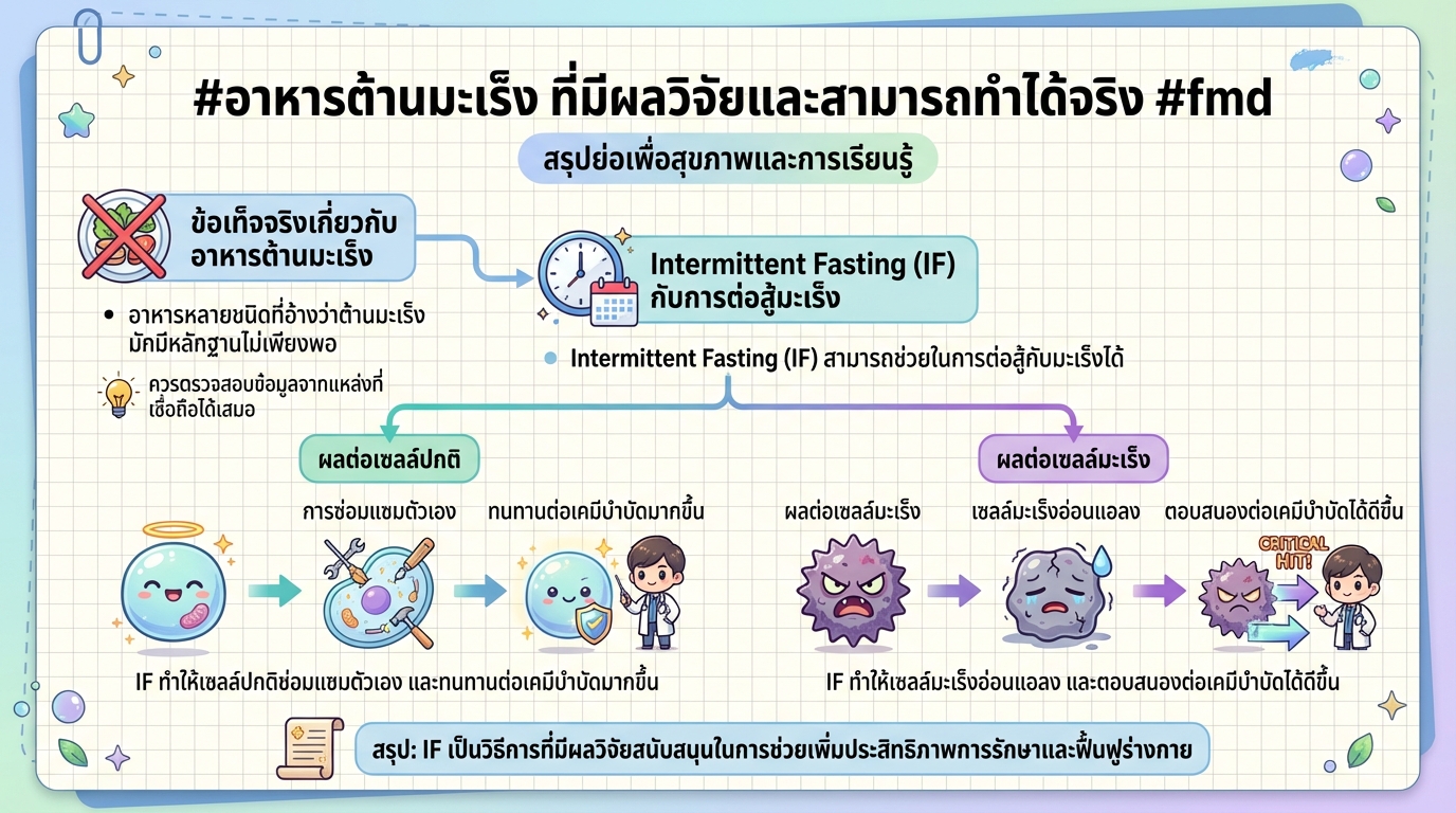 อาหารต้านมะเร็ง ที่มีผลวิจัยและทำได้จริง: FMD และ Intermittent Fasting