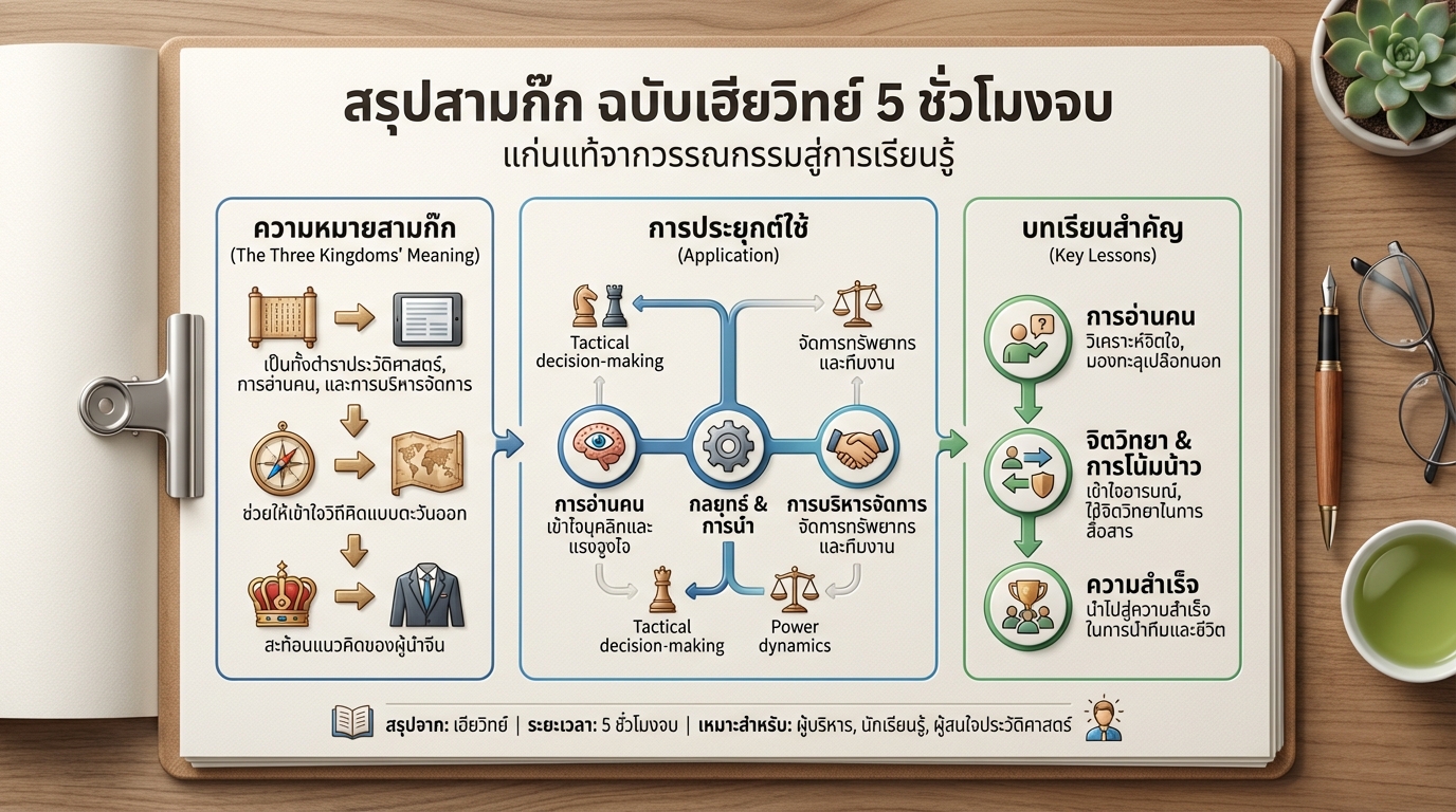 สรุปสามก๊ก ฉบับเฮียวิทย์ 5 ชั่วโมงจบ | เข้าใจวิถีคิดตะวันออก