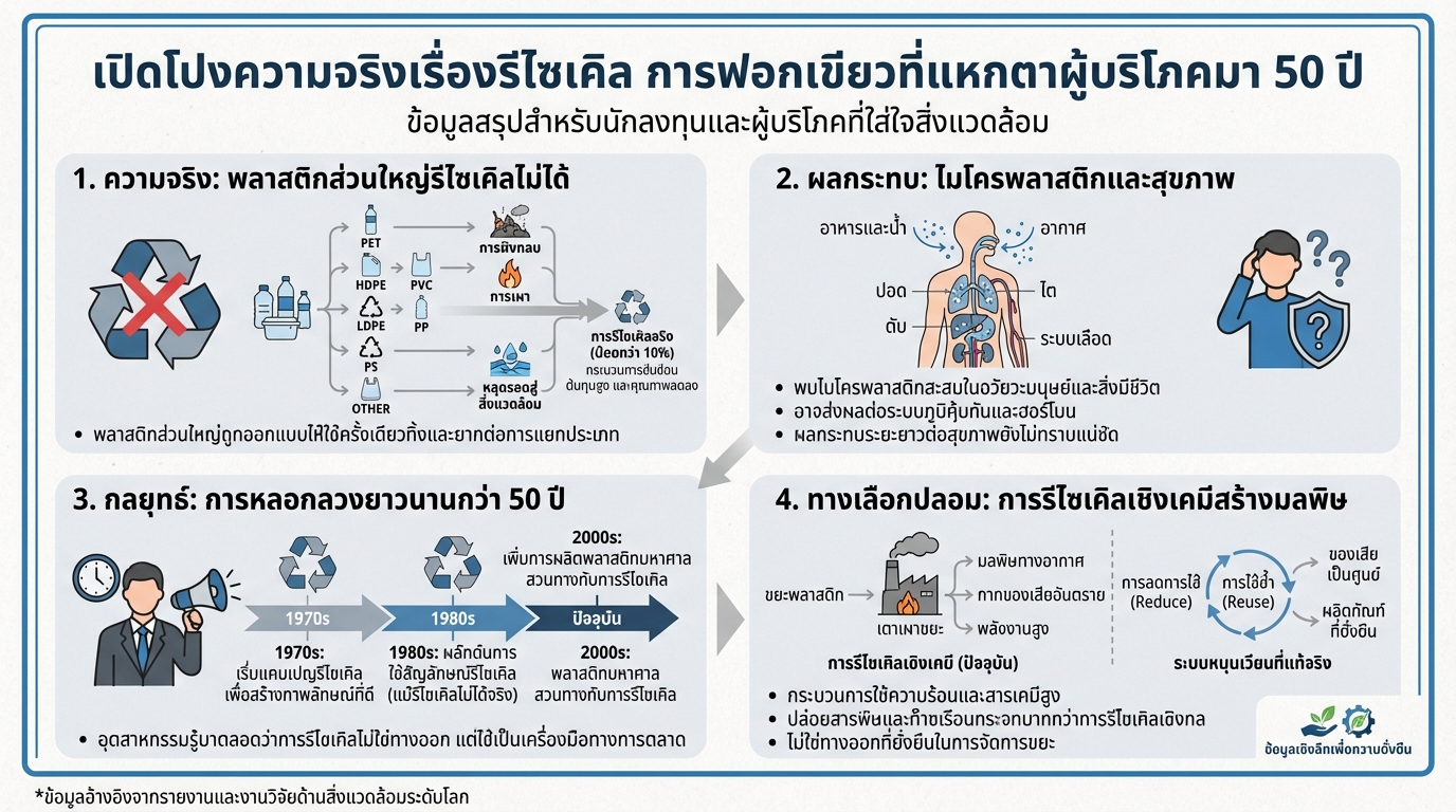 เปิดโปงความจริงเรื่องรีไซเคิล การฟอกเขียวที่แหกตาผู้บริโภคมา 50 ปี