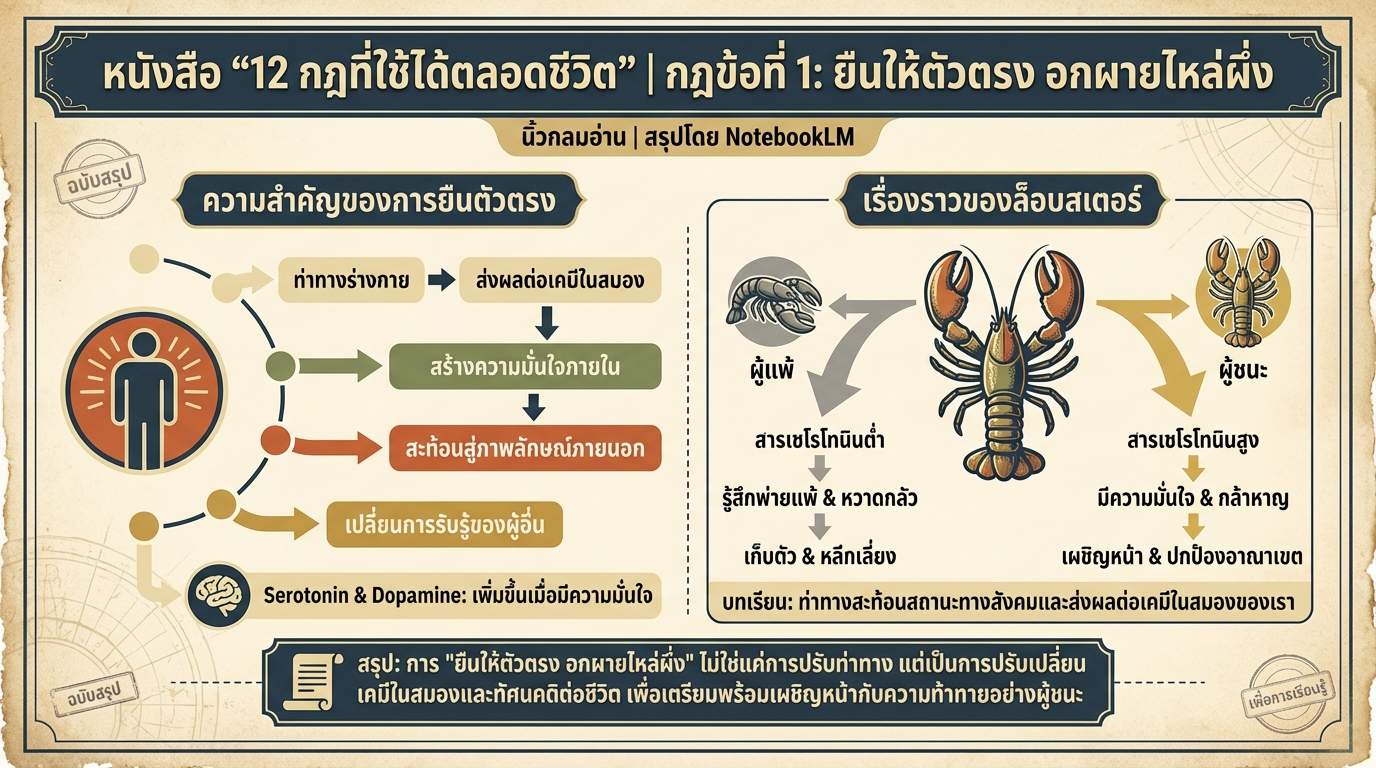 หนังสือ “12 กฎที่ใช้ได้ตลอดชีวิต” กฎข้อ 1: ยืนตัวตรง อกผายไหล่ผึ่ง | นิ้วกลมอ่าน