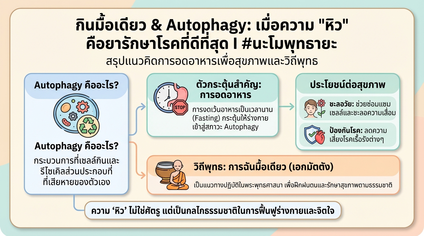 กินมื้อเดียว: Autophagy เมื่อความหิวคือยารักษาโรค #นะโมพุทธายะ