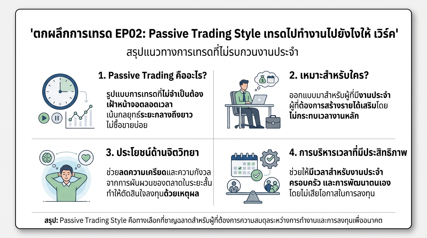 ตกผลึกการเทรด EP02: Passive Trading Style เทรดไปทำงานยังไงให้เวิร์ค