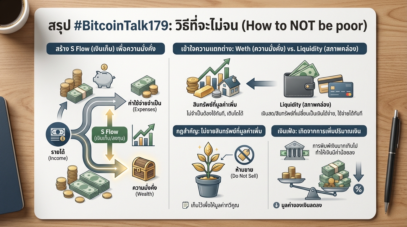 BitcoinTalk179: วิธีไม่จน #BitcoinTalk179 How to NOT be poor